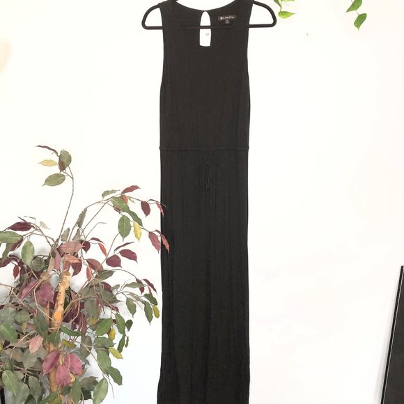 Athleta Dresses & Skirts - Athleta Keyhole Maxi Dress Sleeveless Black Long Dress Small Side Slit